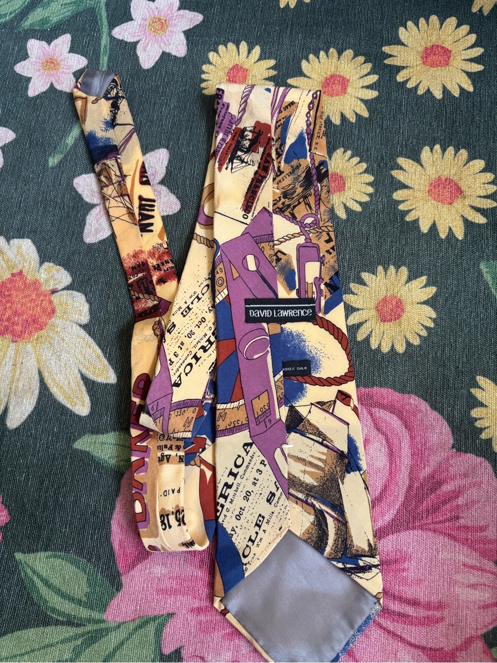 David Lawrence Purple and Blue Patterned 100% Silk Tie